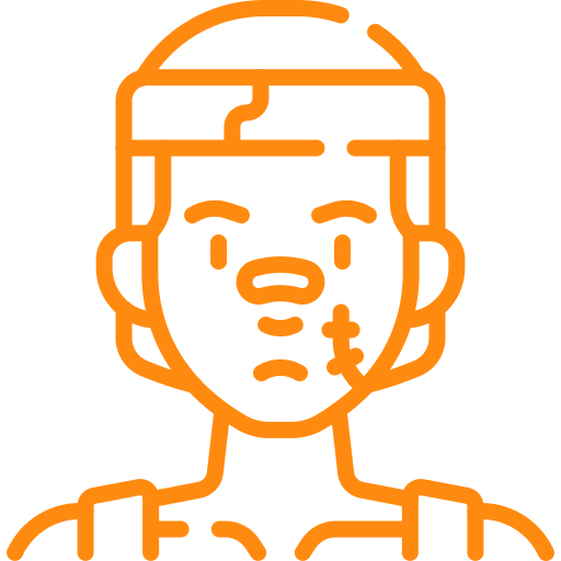 Icono de un rostro con heridas y traumatismos faciales